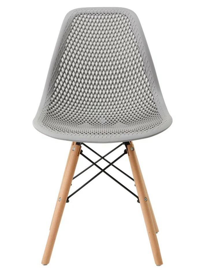 фото Стул ажурный leon для кухни со спинкой в стиле eames dsw, серый, 1 шт leon group