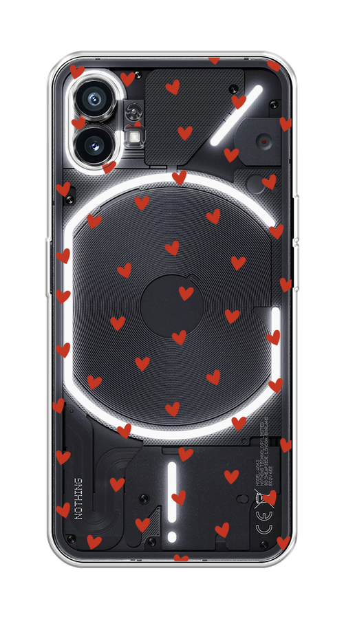 

Чехол Homey на Nothing Phone (1) "Red hearts", Красный;прозрачный, 3300150-1