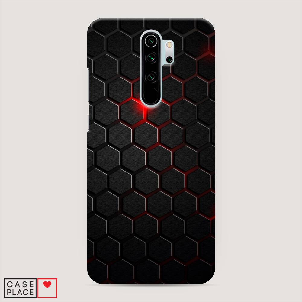 фото Пластиковый чехол "фон соты красные" на xiaomi redmi note 8 pro awog