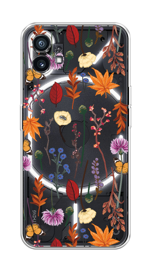 

Чехол Homey на Nothing Phone (1) "Orange Purple flowers", Оранжевый;красный;розовый;желтый;прозрачный, 3300150-1