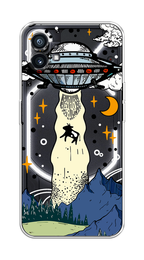 

Чехол Homey на Nothing Phone (1) "НЛО забирает корову", Бежевый;синий;желтый, 3300150-1