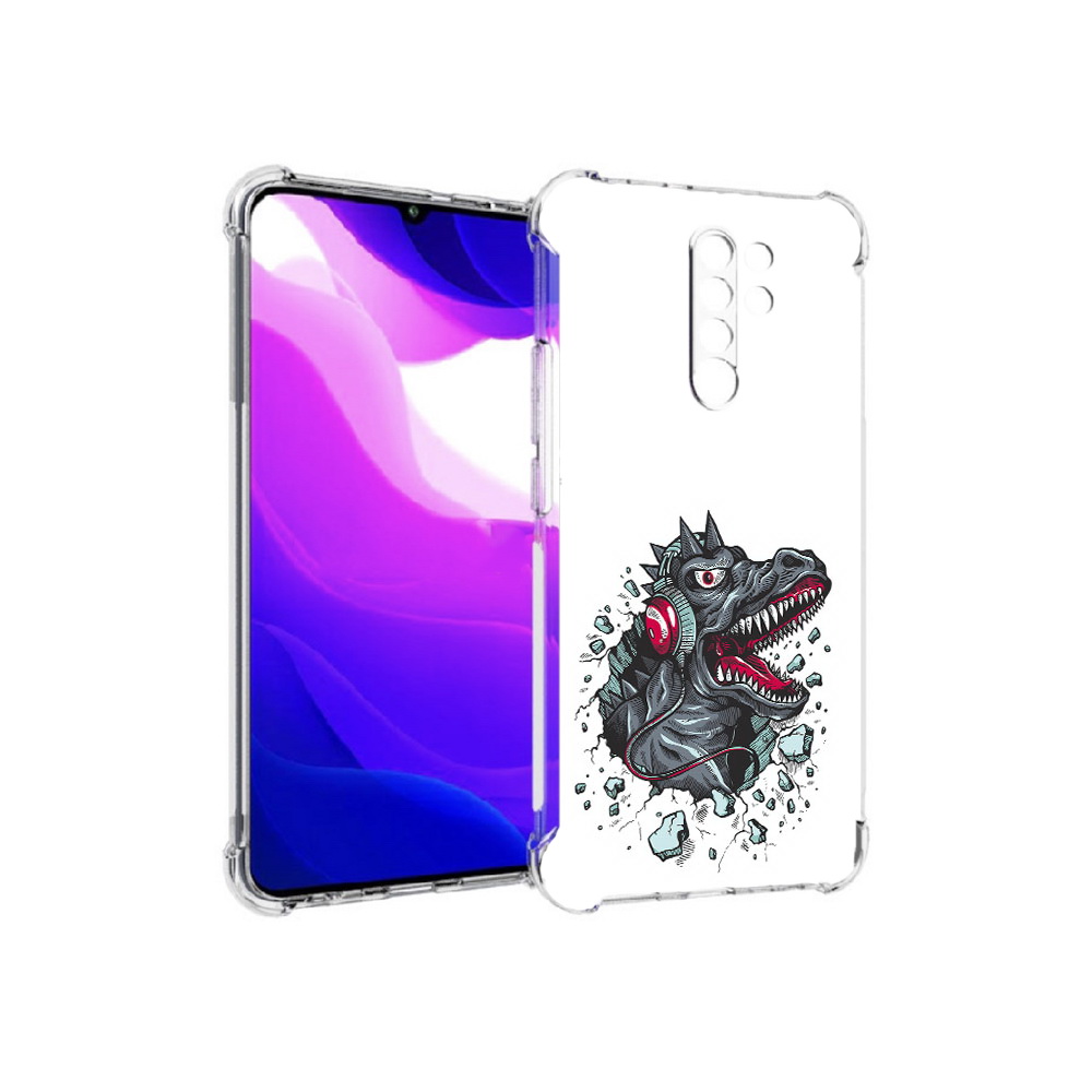 Чехол MyPads Tocco для Xiaomi Redmi 9 Нарисованный динозавр в наушниках (PT150826.259.124)