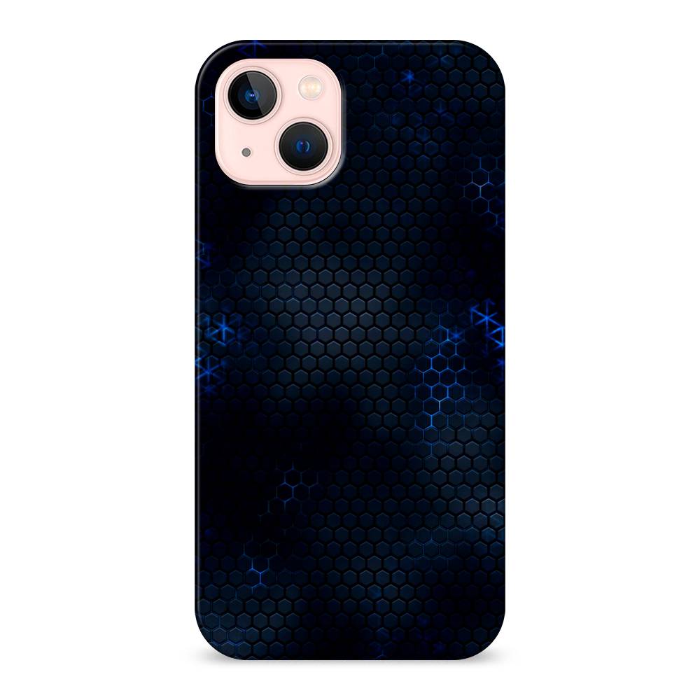 

Пластиковый чехол "Фон соты синие" на Apple iPhone 13, 14220-2