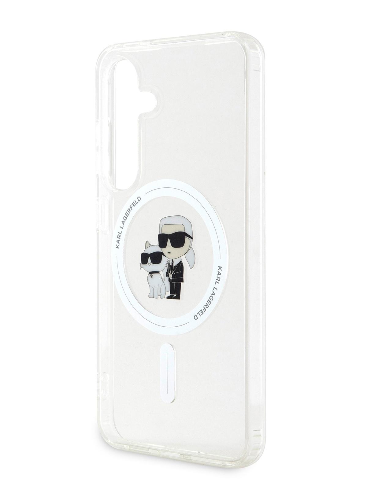 Чехол Karl Lagerfeld для Galaxy S24 с MagSafe Karl & Choupette Hard Glitter Transparent