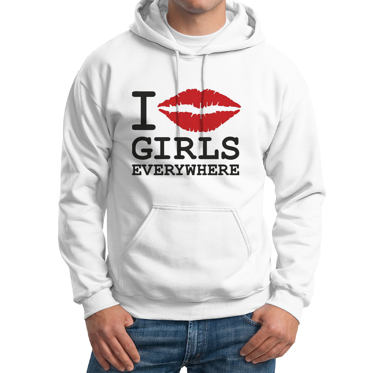 

Худи унисекс CoolPodarok I girls everywhere белое 56 RU, Белый, M0111452