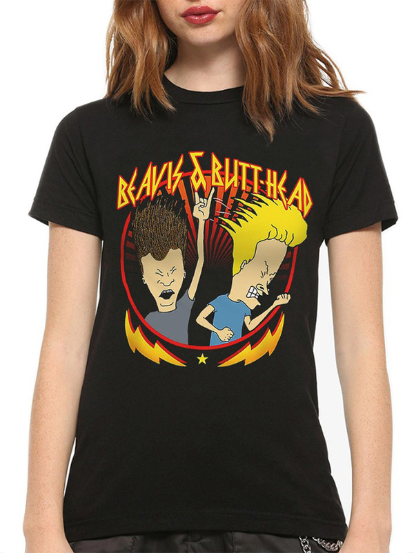 

Футболка женская DreamShirts Studio Рок Бивис и Баттхед черная XS, Черный, Рок Бивис и Баттхед