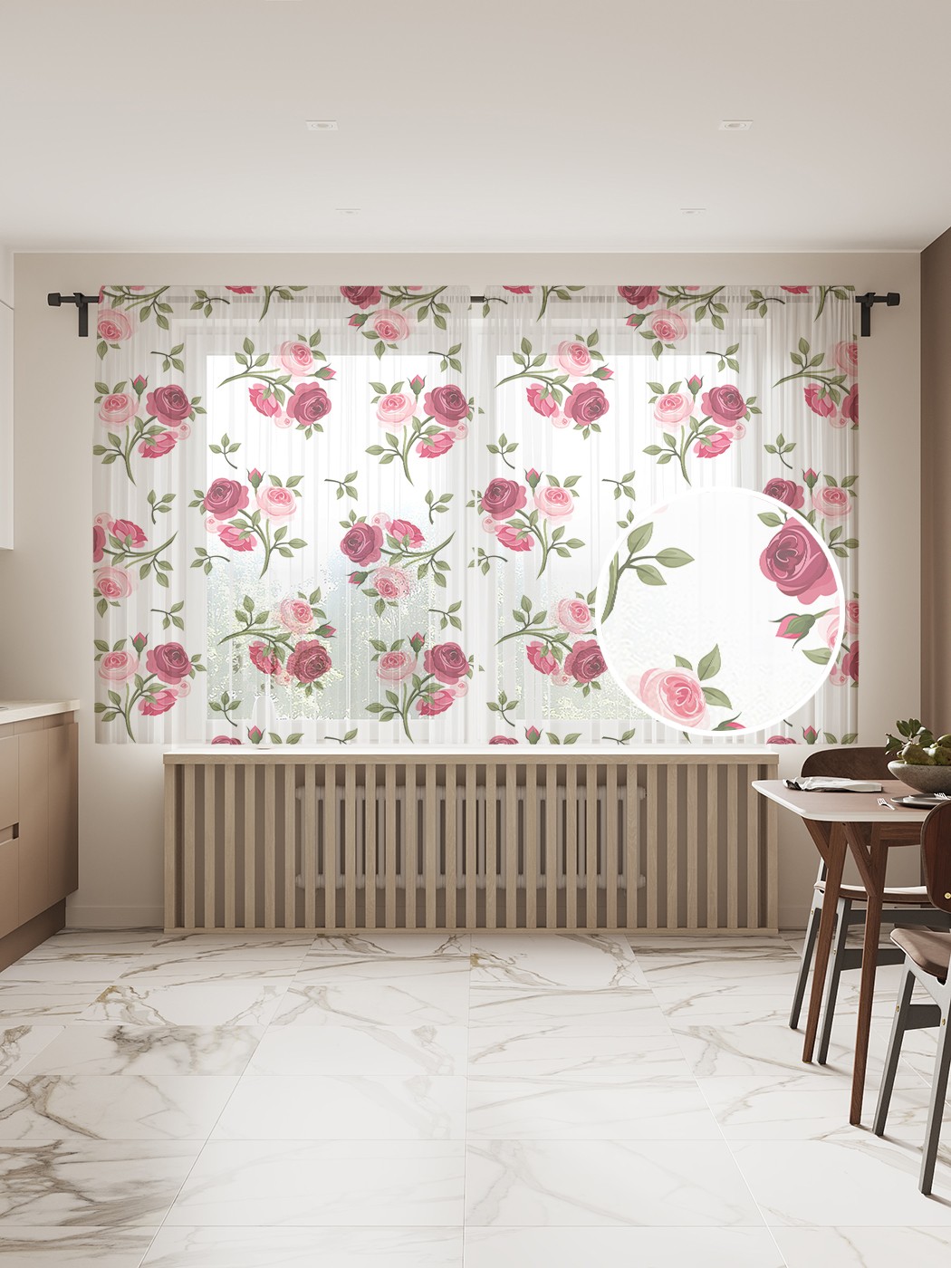 

Фототюль JoyArty "Цветочная среда", 145x180 см (2 полотна со шторной лентой + 50 крючков), Цветочная среда