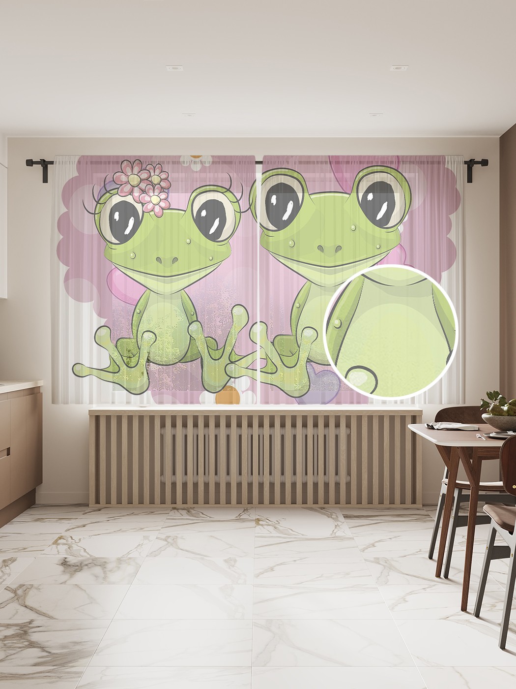 

Фототюль JoyArty "Друзья-лягушки", 145x180 см (2 полотна со шторной лентой + 50 крючков), Друзья-лягушки