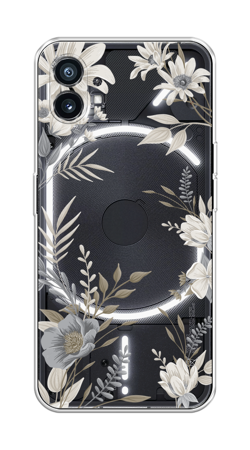 

Чехол Homey на Nothing Phone (1) "Цветы сепия"", Серый;прозрачный;зеленый;белый, 3300150-1