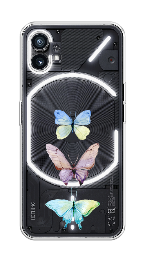 

Чехол Homey на Nothing Phone (1) "Акварельные бабочки", Бирюзовый;розовый, 3300150-1