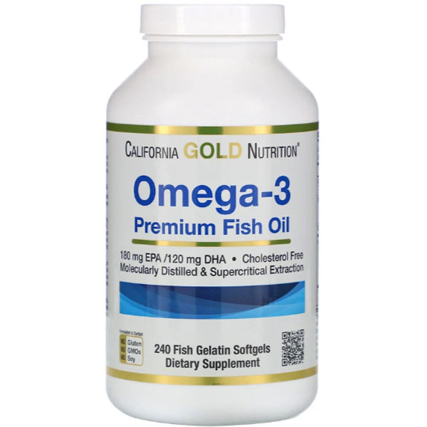 California Gold Nutrition Omega 3 Premium Fish Oil 1000 mg 240 softgels  - купить со скидкой