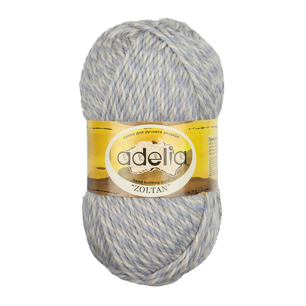 

Пряжа Adelia ZOLTAN-128 ZOLTAN 128 белый-серый-светло-голубой, ZOLTAN