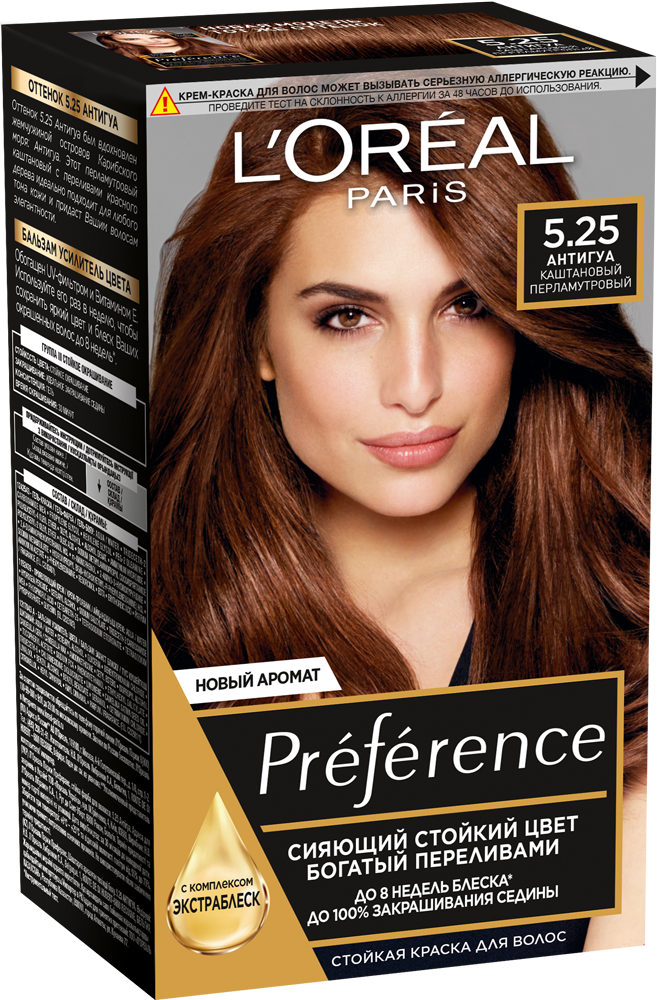 Краска для волос L'Oreal Paris Preference Антигуа, №5.25, 175 мл краска для волос l oreal paris preference cool blondes аляска 8 12 206 мл