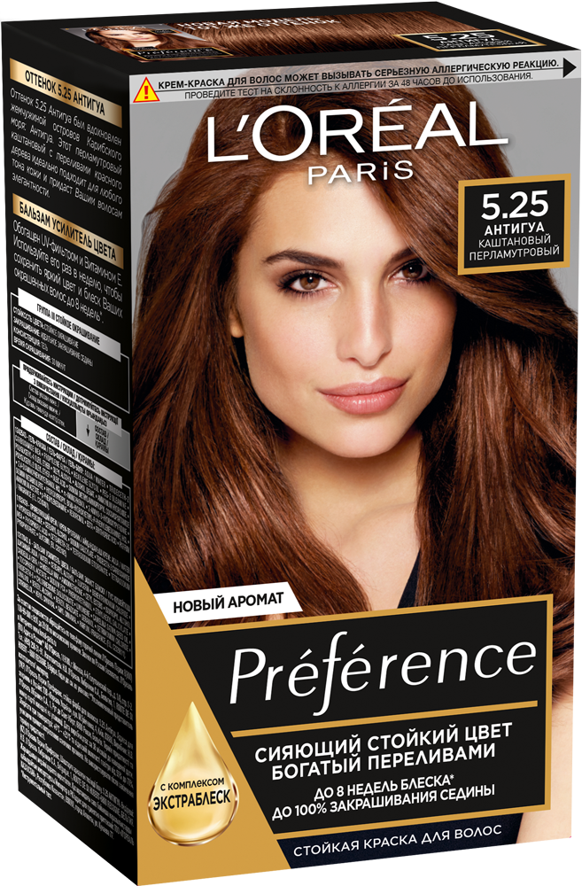 Краска для волос L'Oreal Paris Preference Антигуа, №5.25, 175 мл loreal paris preference краска для волос оттенок 1 0 неаполь 174 мл