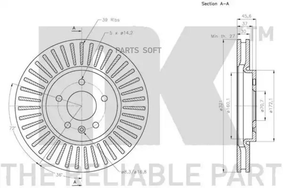 

NK 313675 Диск тормозной OPEL ASTRA J/ZAFIRA C 11- передний D 321мм. 1шт