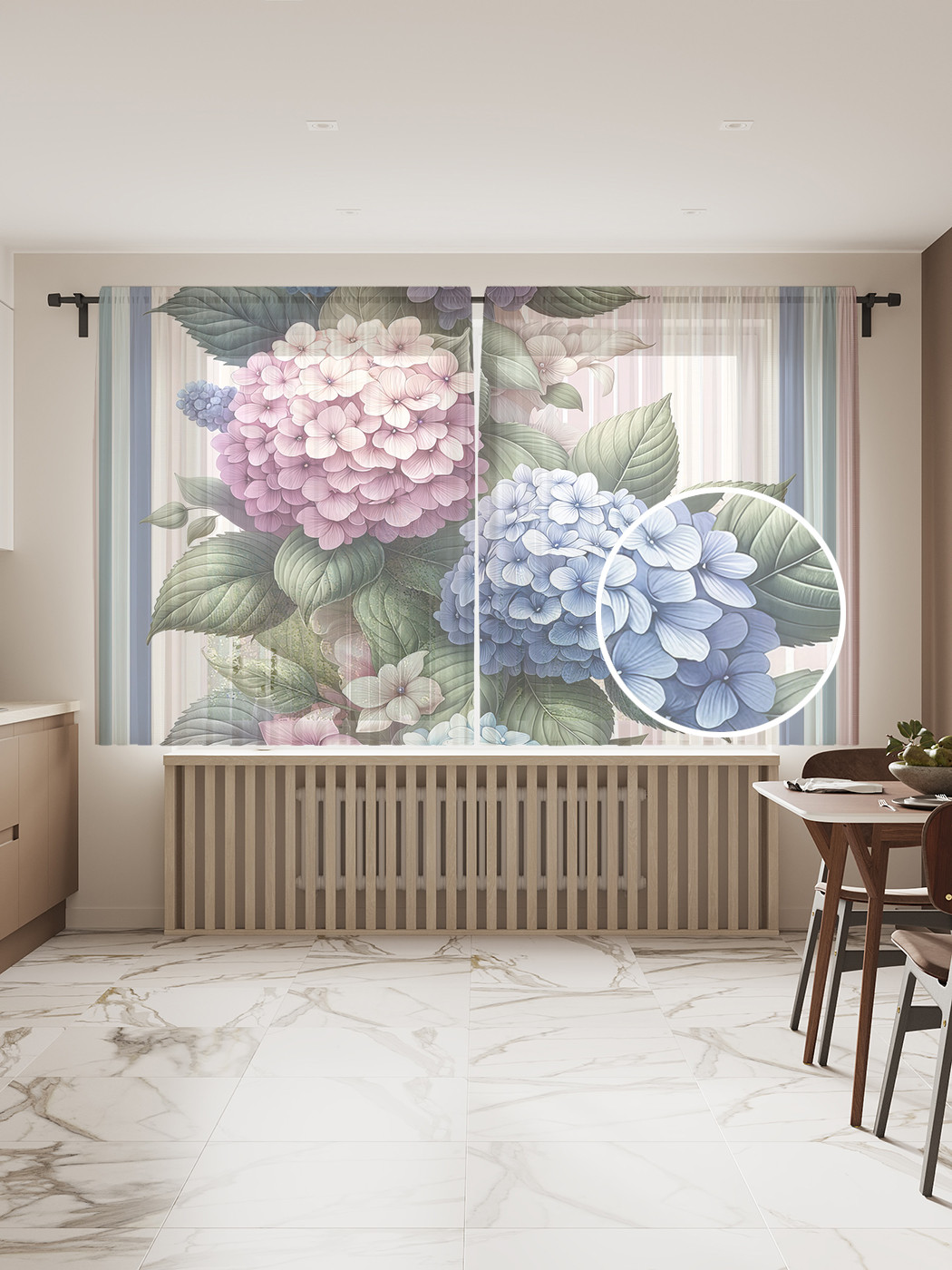 

Тюль JoyArty Пышные гортензии 145х180, tul_sd2499_145x180