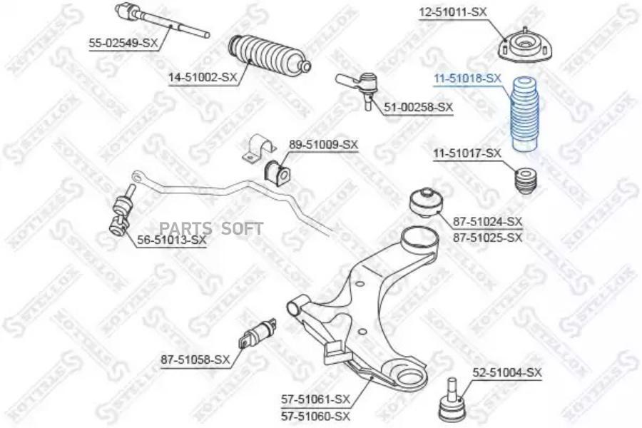 

11-51018-SX_пыльник амортизатора переднего!\ Hyundai Elantra 00>