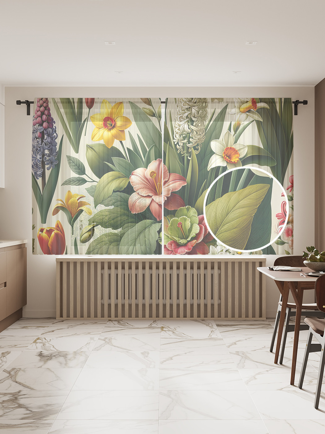 

Тюль JoyArty Цветы в листве 145х180, tul_sd1950_145x180