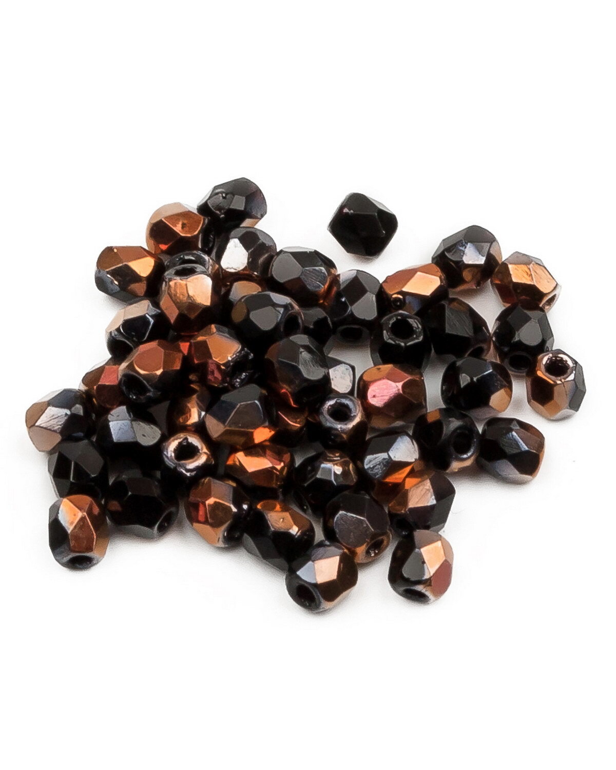 

Стеклянные чешские бусины Fire polished beads ганеные круглые р-р 3 мм Jet Sunset 50шт, Черный, FP-3