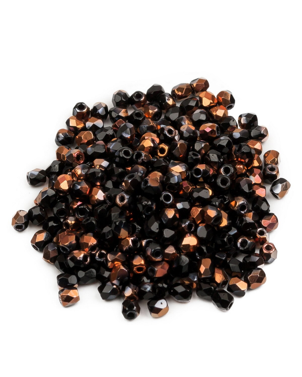 

Стеклянные чешские бусины Fire polished beads ганеные круглые р-р 3 мм Jet Sunset 100шт, Черный, FP-3