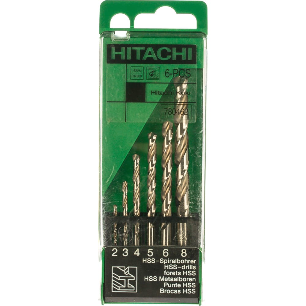 

Hitachi Набор сверел HSS-G DIN 338 по металлу 2,3,4,5,6,8 мм 6 шт. HTC-780462
