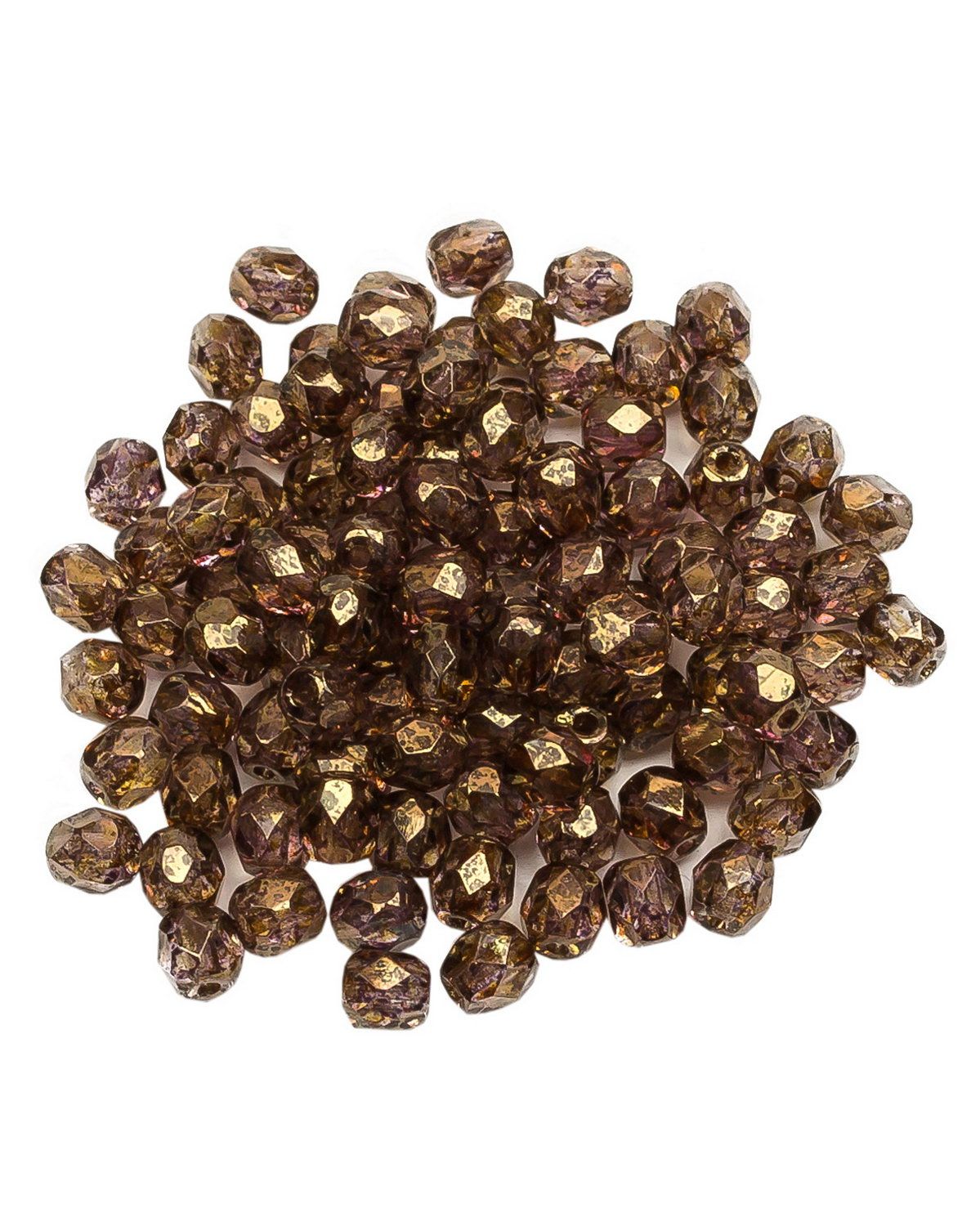 

Стеклянные чешские бусины ганеные круг 4 мм Crystal Lila Gold Luster 100шт, Золотой, FP-4