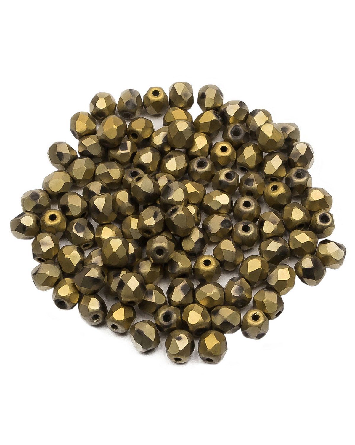 

Стеклянные чешские бусины ганеные круг 4 мм Crystal Amber Full Matted 100шт, Золотой, FP-4