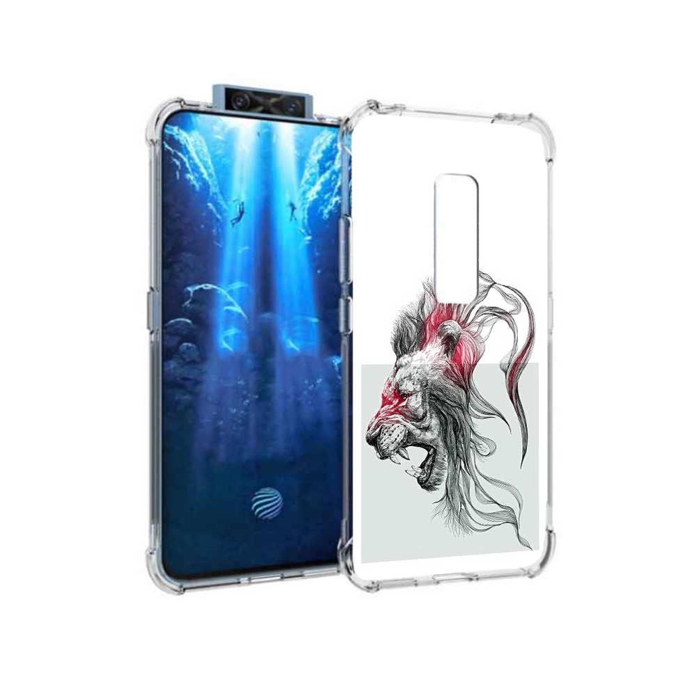 

Чехол MyPads Tocco для Vivo V17 Pro разъяренный лев (PT226965.387.576), Прозрачный, Tocco