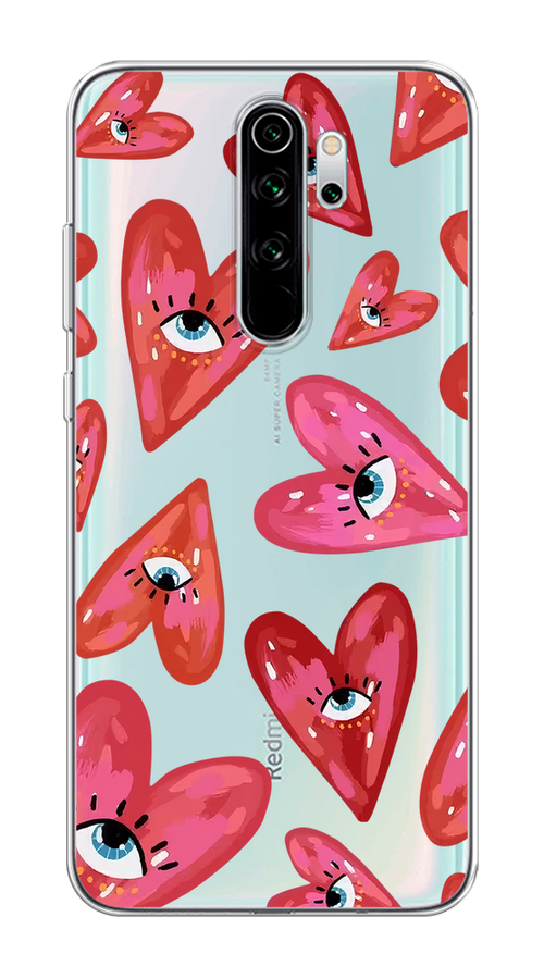 

Чехол Homey на Xiaomi Redmi Note 8 Pro "Сердечки с глазами", Коричневый;красный;розовый, 36650-1