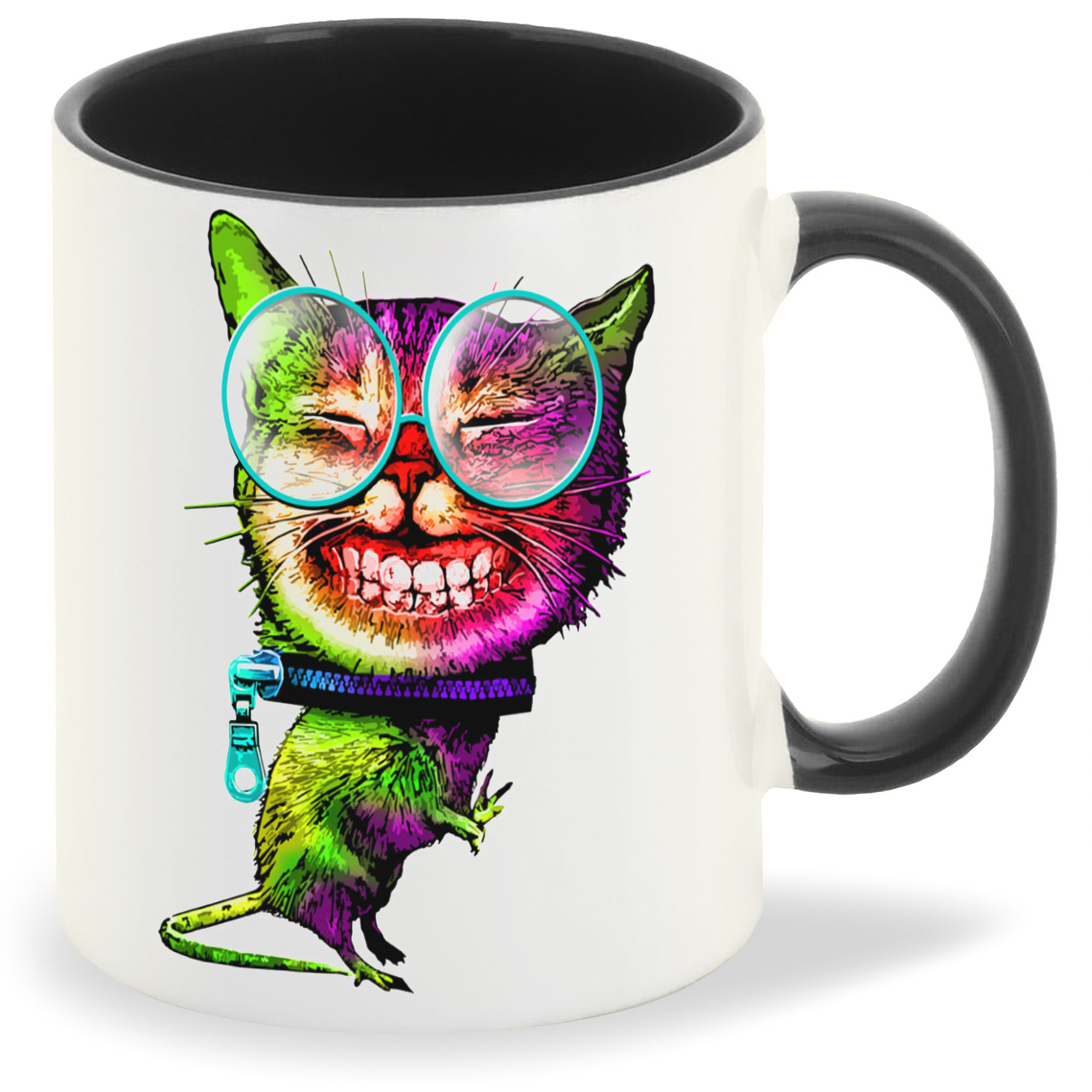 

Кружка CoolPodarok Кот щерится очки замок на шее, Кот щерится очки замок на шее