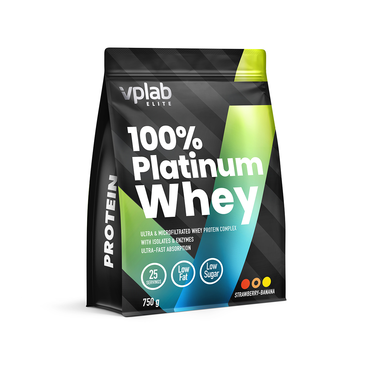 фото Протеин vplab 100% platinum whey, 750 г, strawberry-banana