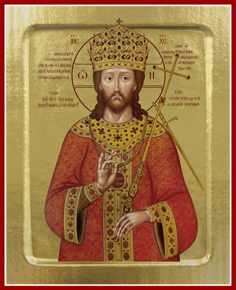 Икона Синопсисъ Спасителя Царь царей с короной на дереве 125 х 160