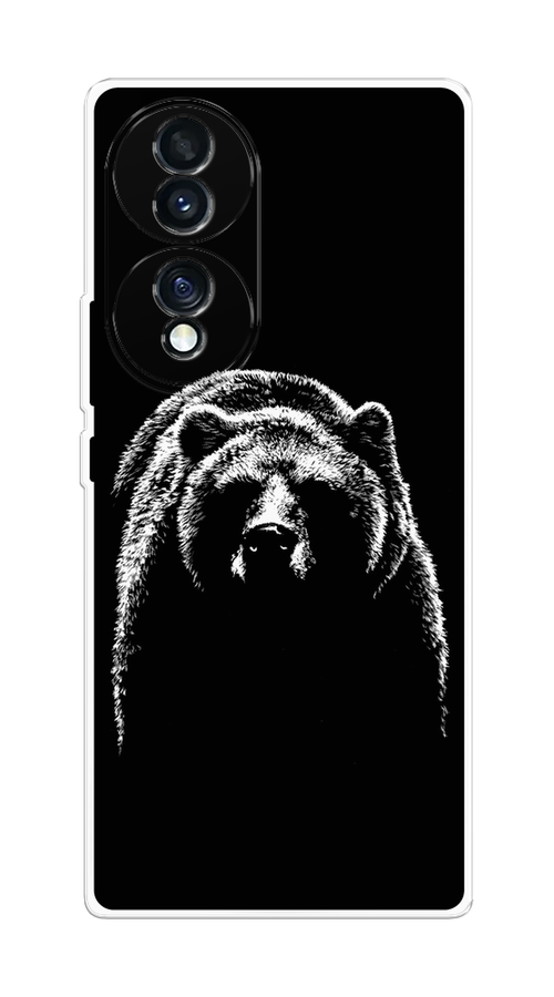 

Чехол Homey на Honor 70 "Медведь в ночи", Белый;черный, 6108250-1