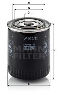 

Фильтр масляный двигателя MANN-FILTER W930/12, фильтр масляный двигателя W930/12