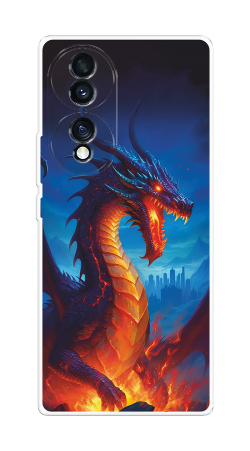 

Чехол Homey на Honor 70 "Дракон над лавой", Оранжевый;коричневый;синий, 6108250-1