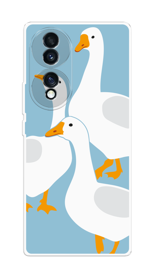 

Чехол Homey на Honor 70 "Гусиное трио", Голубой;белый;серый;желтый, 6108250-1
