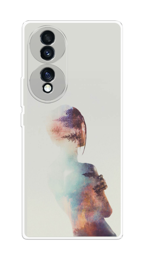 

Чехол Homey на Honor 70 "Девушка-лес", Розовый;голубой;серый, 6108250-1