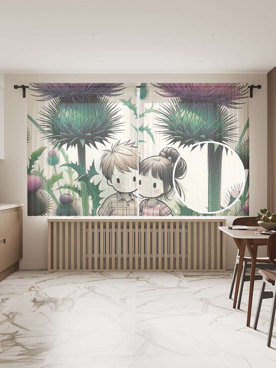 

Тюль JoyArty Парочка в репейнике 145х180, tul_sd1108_145x180