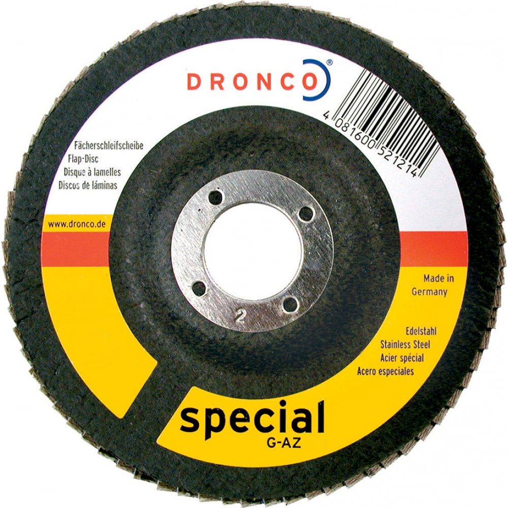 DRONCO Диск абразивный лепестковый-торцевой G-AZ K80 125х22,23 5212307 торцевой лепестковый диск dronco