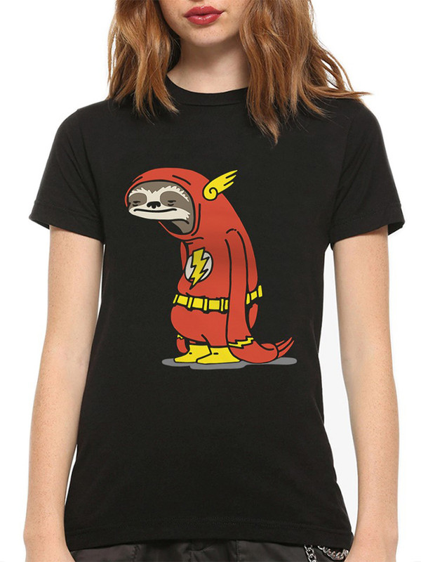 

Футболка женская DreamShirts Studio Самый медленный супергерой Флеш / Ленивец черная 2XL, Черный, Самый медленный супергерой Флеш / Ленивец