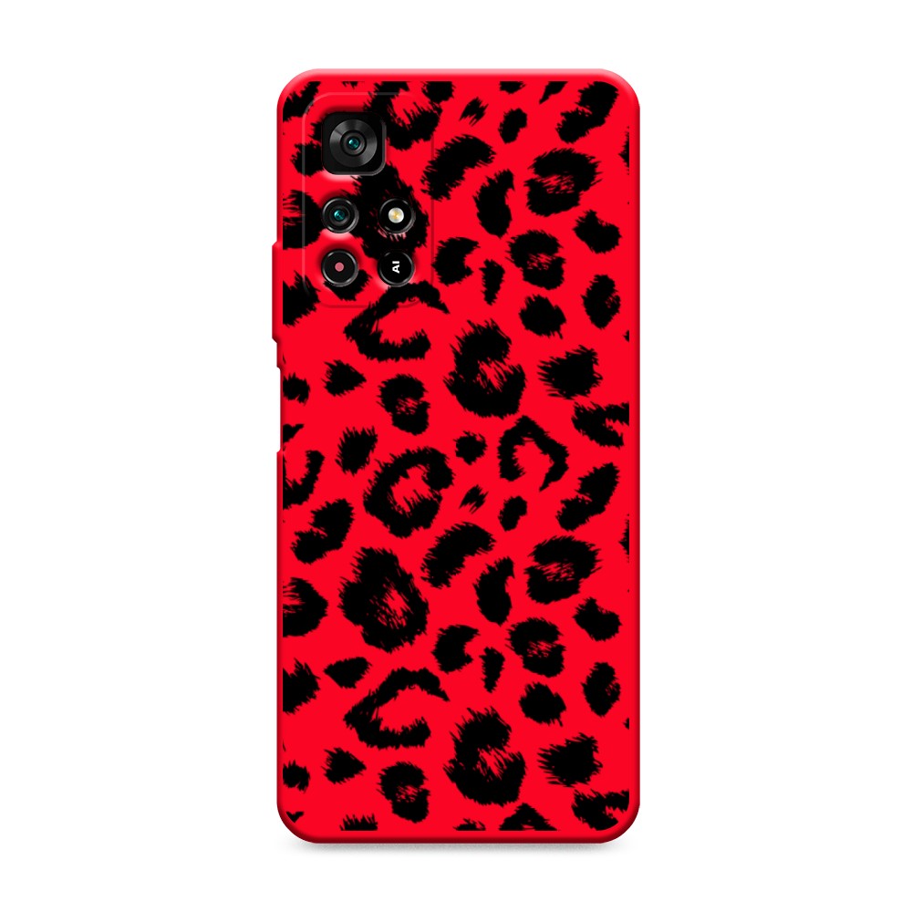 фото Матовый силиконовый чехол "окрас леопарда фон" на xiaomi redmi note 11s 5g awog