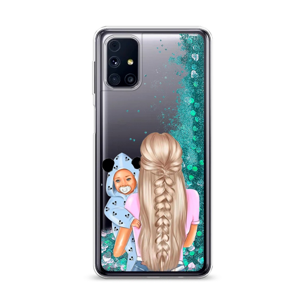 фото Жидкий чехол с блестками "синий ловец снов акварель" на samsung galaxy m31 awog