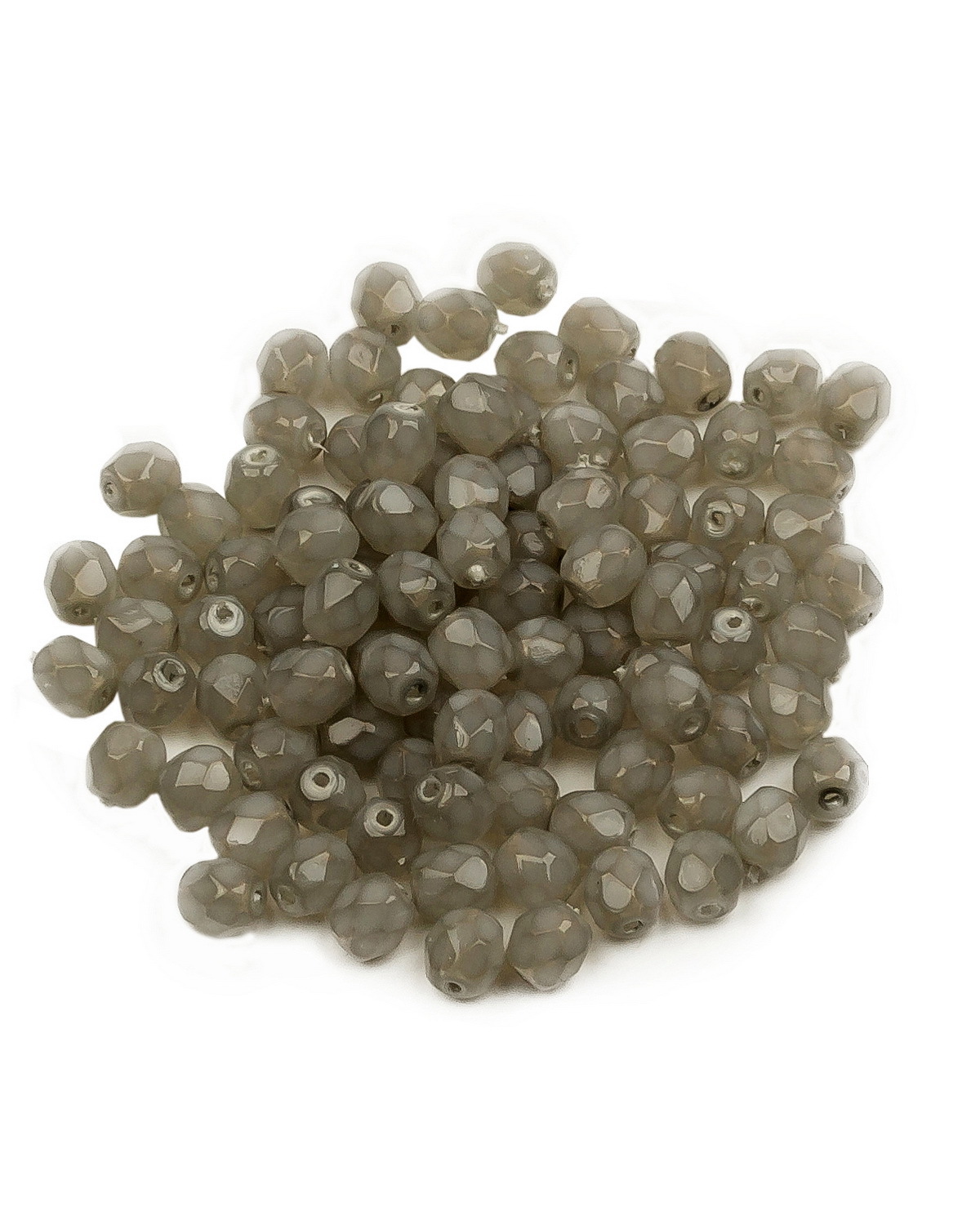 

Стеклянные чешские бусины Fire polished beads ганеные круглые 4 мм Crystal Opal Grey 100шт, Черный, FP-4