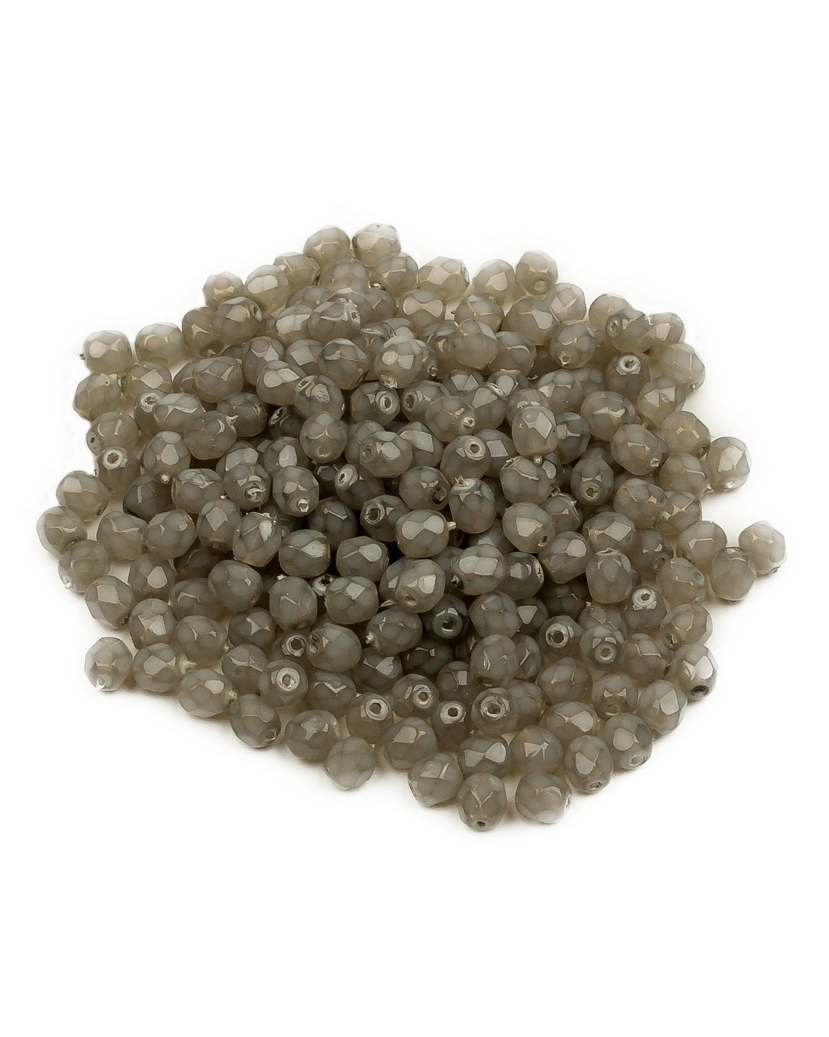 

Стеклянные чешские бусины Fire polished beads ганеные круглые 4 мм Crystal Opal Grey 250шт, Черный, FP-4