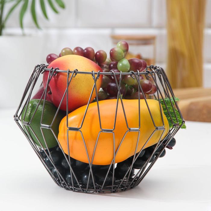 фото Ваза для фруктов доляна, раскладная, 29×29×4,5 см, цвет графит