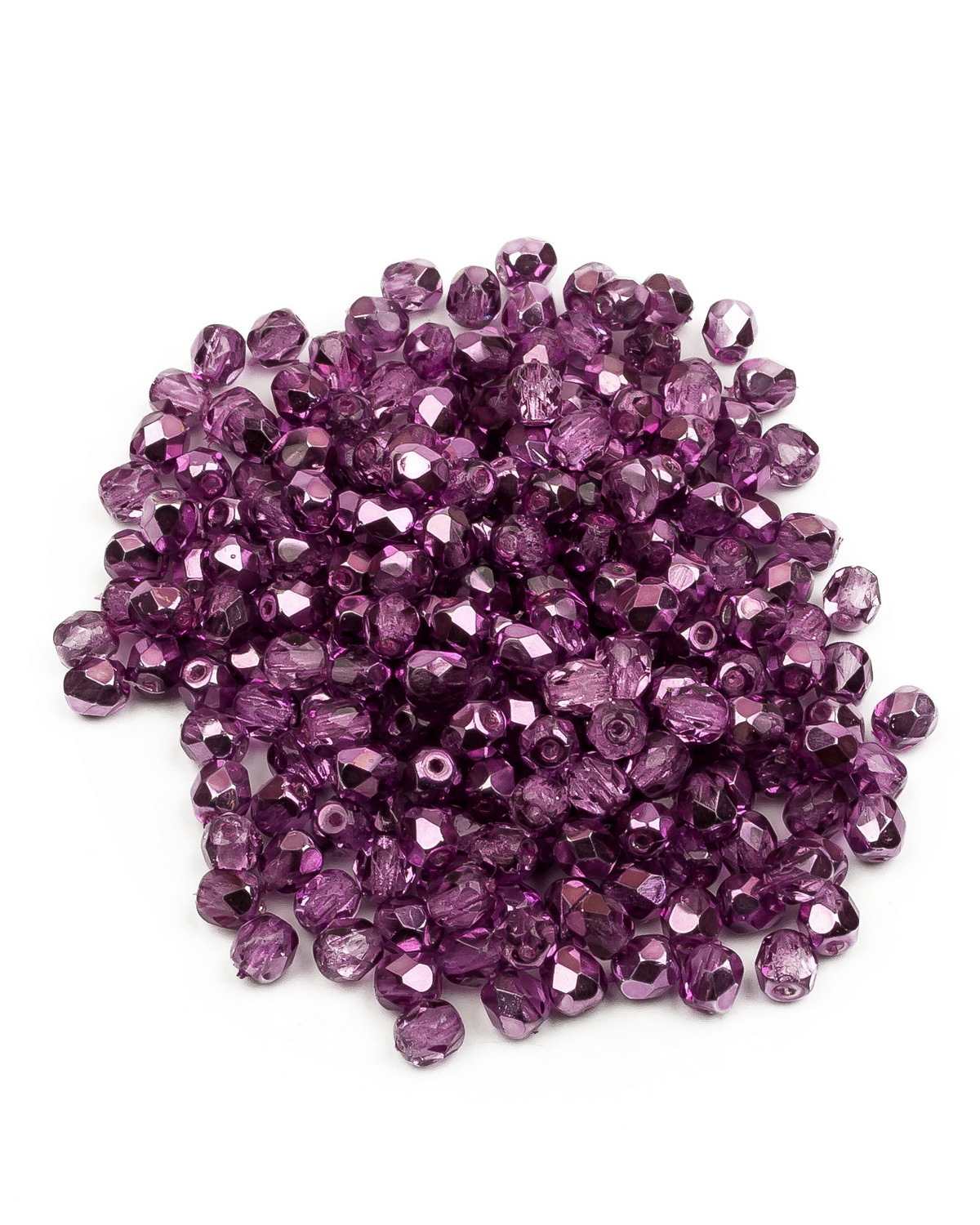 

Стеклянные чешские бусины ганеные круг 4 мм Crystal Purple Metallic Ice 250шт, Розовый, FP-4
