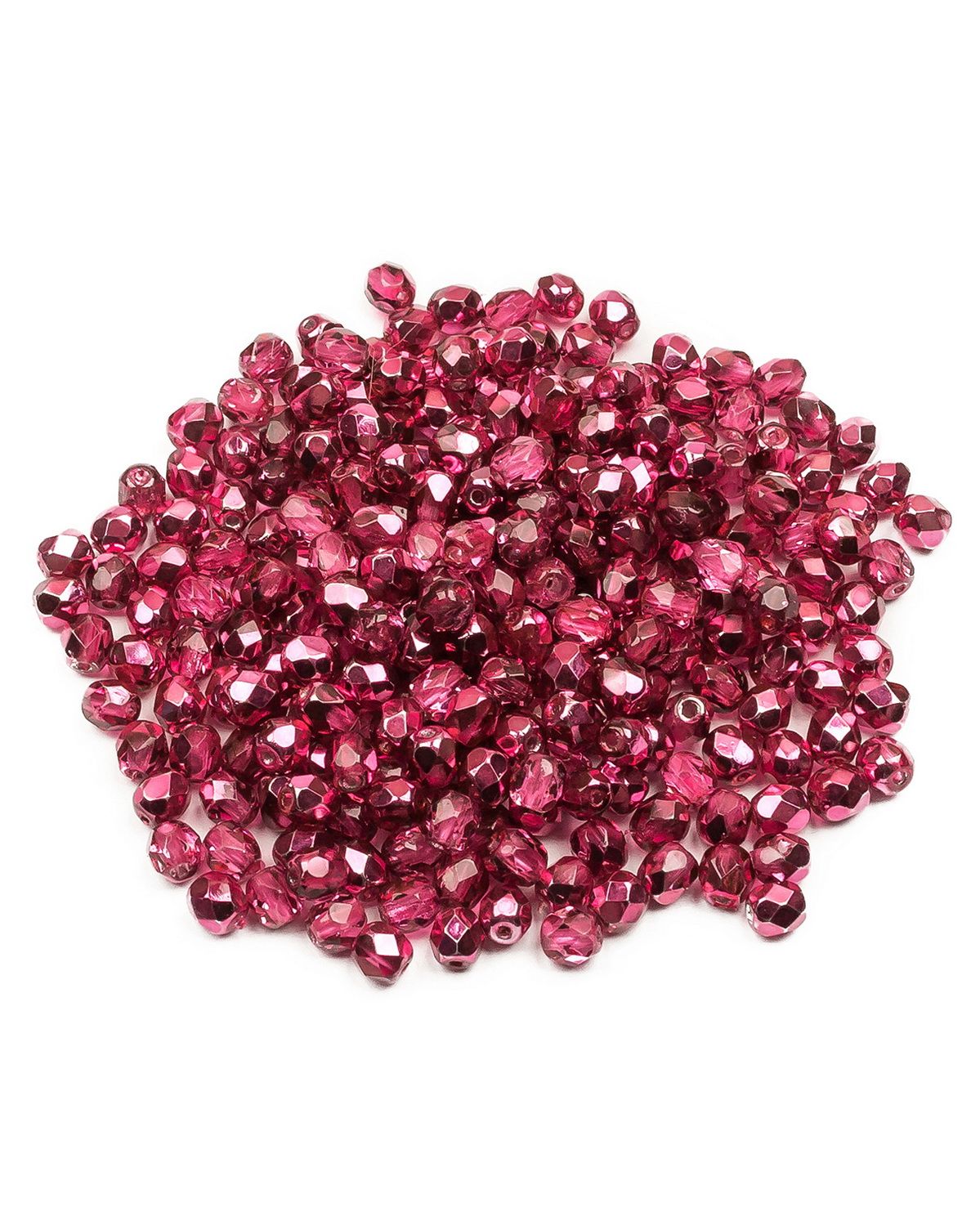 

Стеклянные чешские бусины ганеные круг 4 мм Crystal Rose Metallic Ice 250шт, Розовый, FP-4