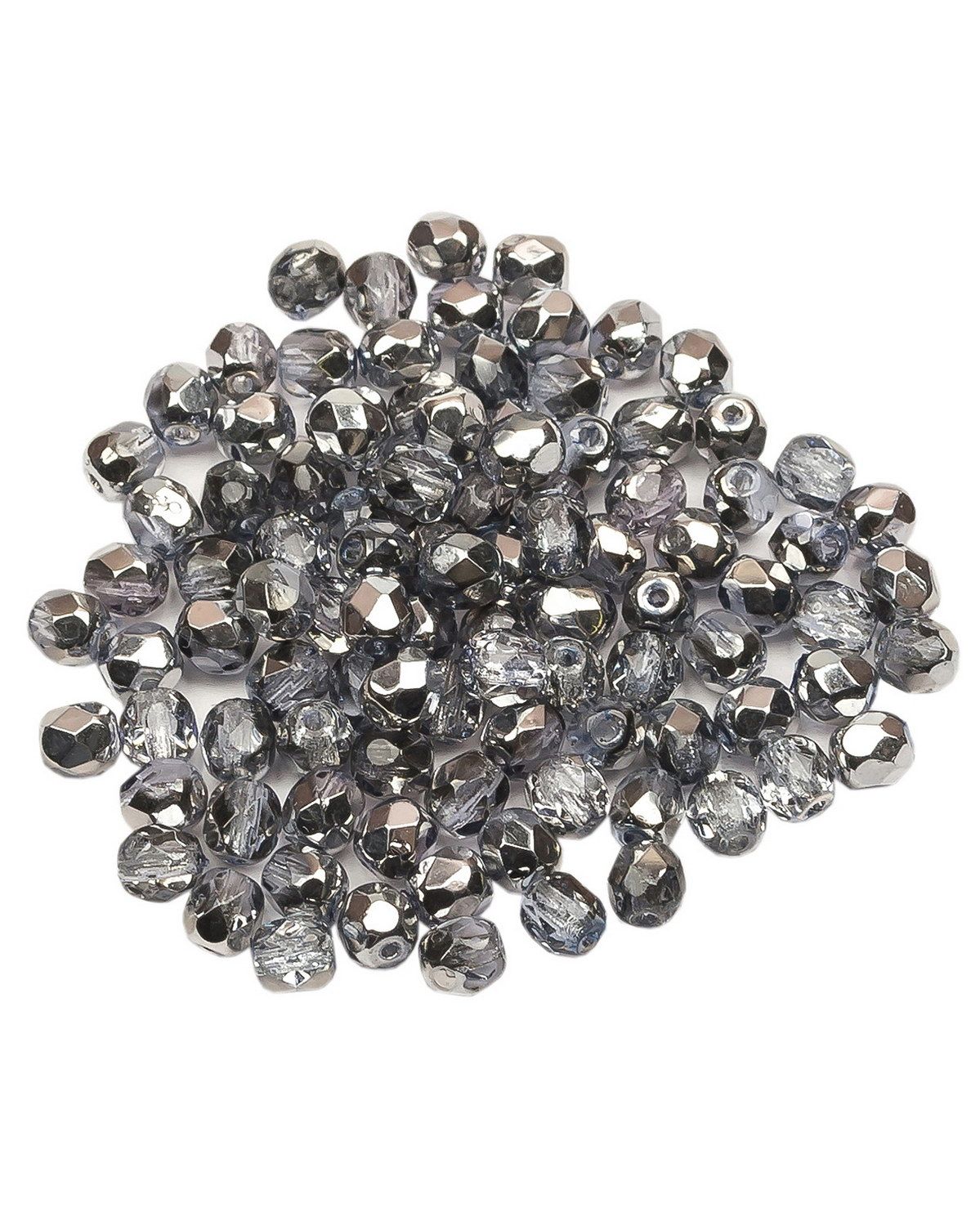 

Стеклянные чешские бусины ганеные круг 4 мм Crystal Sky Metallic Ice 100шт, Серый, FP-4