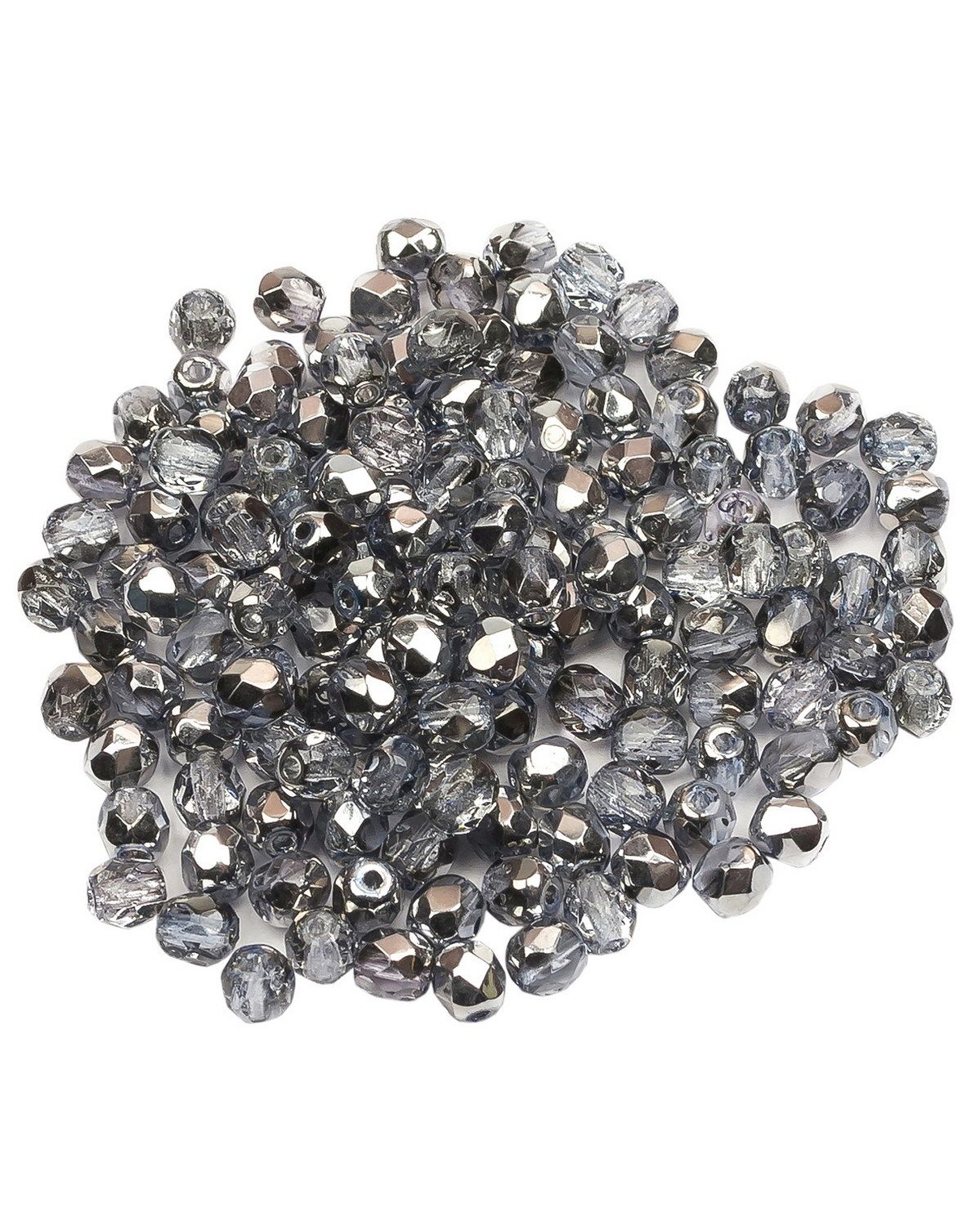 

Стеклянные чешские бусины ганеные круг 4 мм Crystal Sky Metallic Ice 150шт, Серый, FP-4