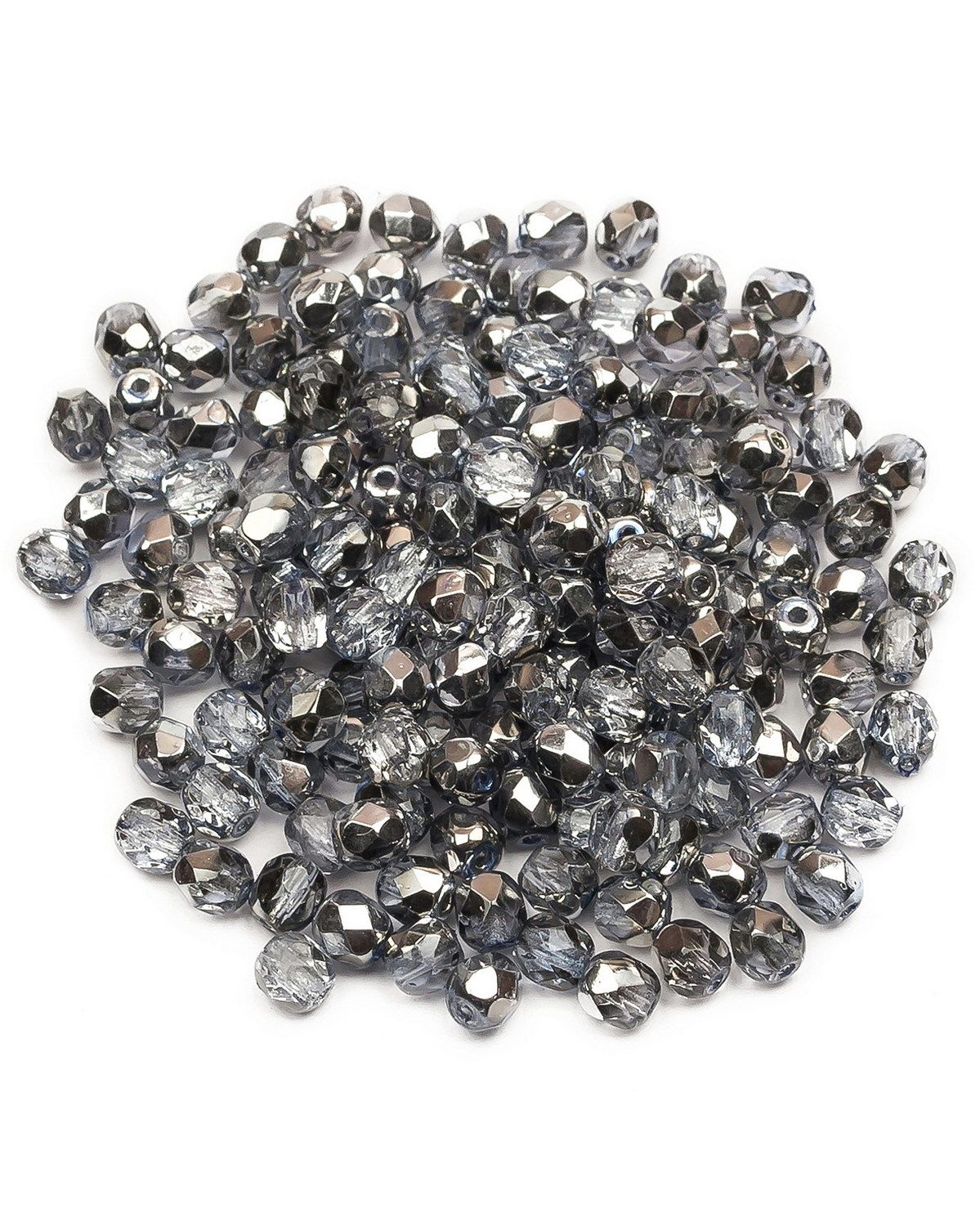 

Стеклянные чешские бусины ганеные круг 4 мм Crystal Sky Metallic Ice 250шт, Серый, FP-4